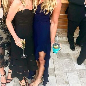 Chic Asymmetrical Navy Dress